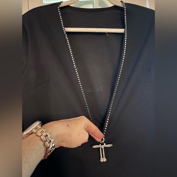 NWT Commense brand Elegant Black Deep V-Neck Dress - Picture 7 of 11